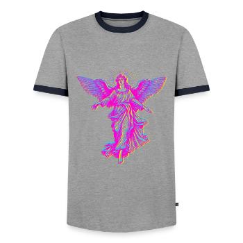 CMYK Angel - Men's Ringer Shirt - grey/navy  - Front - AI Model Female 172 light (172cm) & AI Model Male 178 light (178cm)