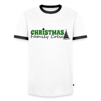 Christmas Family Crew - Men's Ringer Shirt - white/black - Front - AI Model Female 172 light (172cm) & AI Model Male 178 dark (178cm)