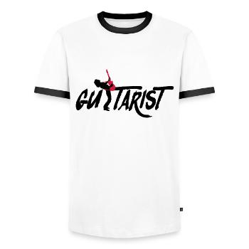 Guitare - band - Festival de la guitariste - - T-shirt contrasté Homme - blanc/noir - Devant - AI Model Female 172 light (172cm) & AI Model Male 178 dark (178cm)