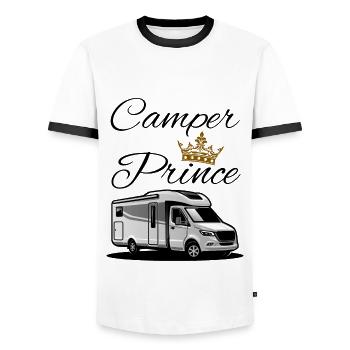 Camper Prinz-Camper Prince - Männer Kontrast-T-Shirt - Weiß/Schwarz - Vorne - AI Model Female 172 light (172cm) & AI Model Male 178 dark (178cm)