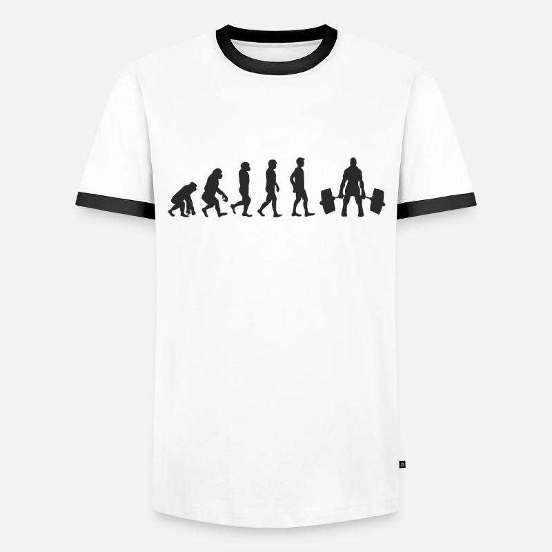 Evolution Weight Lifting - Männer Kontrast-T-Shirt - Weiß/Schwarz