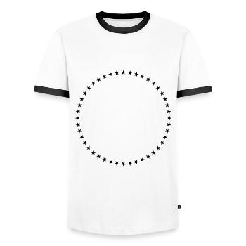 Star Circle Geometry - Men's Ringer Shirt - white/black - Front - AI Model Female 172 light (172cm) & AI Model Male 178 dark (178cm)