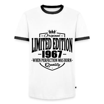 edition limitée 1967 - T-shirt contrasté Homme - blanc/noir - Devant - AI Model Female 172 light (172cm) & AI Model Male 178 dark (178cm)