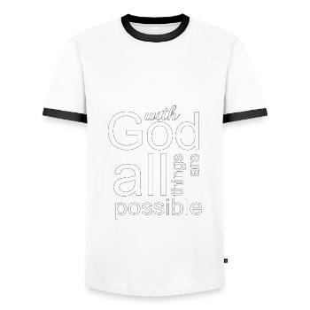 Christliches Design mit Gott Alles Mögliche - Männer Kontrast-T-Shirt - Weiß/Schwarz - Vorne - AI Model Female 172 light (172cm) & AI Model Male 178 dark (178cm)
