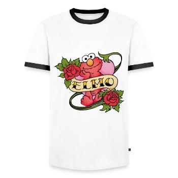 Sesame Street Elmo Tattoo Vintage - Men's Ringer Shirt - white/black - Front - AI Model Female 172 light (172cm) & AI Model Male 178 dark (178cm)