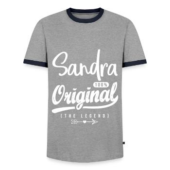 Sandra ORIGINAL personalized shirt girl sandra - Men's Ringer Shirt - grey/navy  - Front - AI Model Female 172 light (172cm) & AI Model Male 178 light (178cm)