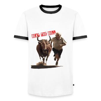 Pensioner Taurus Beat the Bull Gift - Men's Ringer Shirt - white/black - Front - AI Model Female 172 light (172cm) & AI Model Male 178 dark (178cm)