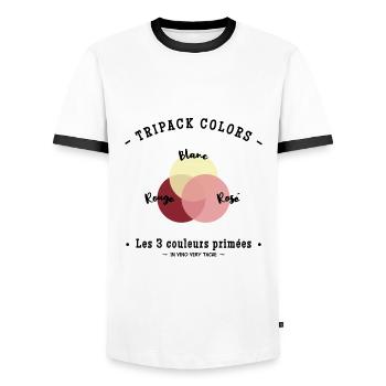 TRIPACK COLORS VIN DE FRANCE - T-shirt contrasté Homme - blanc/noir - Devant - AI Model Female 172 light (172cm) & AI Model Male 178 dark (178cm)