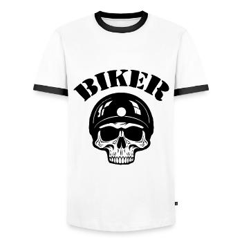 Skeleton Biker - T-shirt contrasté Homme - blanc/noir - Devant - AI Model Female 172 light (172cm) & AI Model Male 178 dark (178cm)