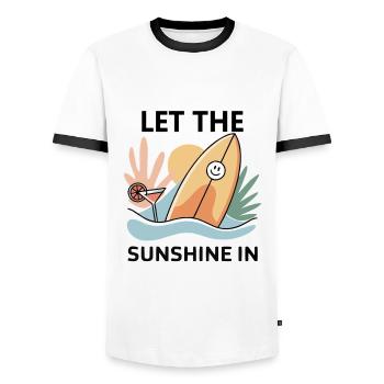 Let the Sunshine In – Summer T-Shirt Retro Style - Men's Ringer Shirt - white/black - Front - AI Model Female 172 light (172cm) & AI Model Male 178 dark (178cm)