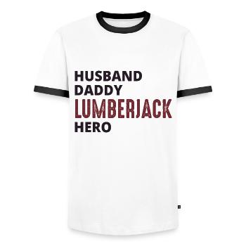 Holzfäller Papa Axt Baum Holzarbeiter Kettensäge Logger - Männer Kontrast-T-Shirt - Weiß/Schwarz - Vorne - AI Model Female 172 light (172cm) & AI Model Male 178 dark (178cm)