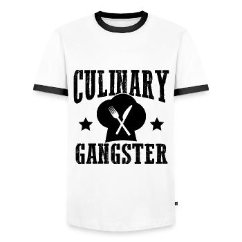 cook gangster cooking - Men's Ringer Shirt - white/black - Front - AI Model Female 172 light (172cm) & AI Model Male 178 dark (178cm)
