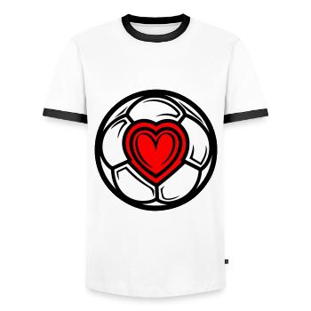 Fussball Herz Liebe - Männer Kontrast-T-Shirt - Weiß/Schwarz - Vorne - AI Model Female 172 light (172cm) & AI Model Male 178 dark (178cm)