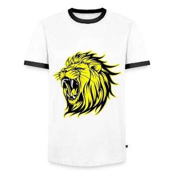 Lion Tête Sauvage Lion - T-shirt contrasté Homme - blanc/noir - Devant - AI Model Female 172 light (172cm) & AI Model Male 178 dark (178cm)