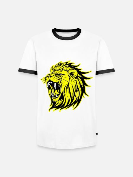 Lion Wild Head Leo - Men's Ringer Shirt - white/black