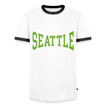 Seattle - Männer Kontrast-T-Shirt - Weiß/Schwarz - Vorne - AI Model Female 172 light (172cm) & AI Model Male 178 dark (178cm)