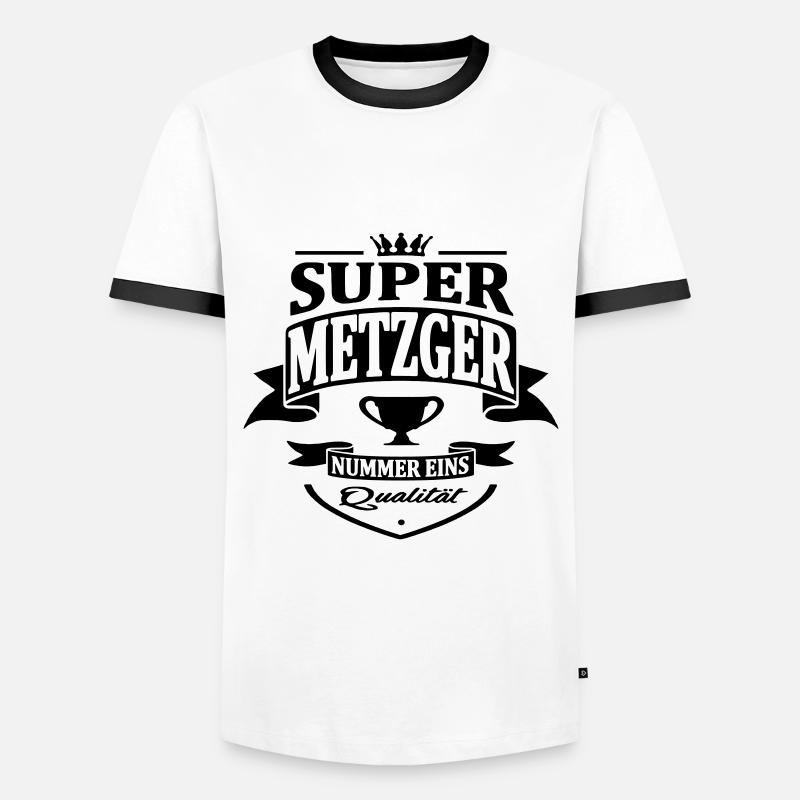 metzger nummer eins - Männer Kontrast-T-Shirt - Weiß/Schwarz