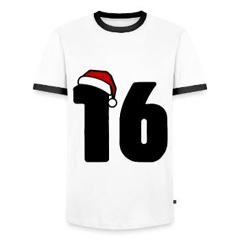 16 Zahl Weihnachten - Männer Kontrast-T-Shirt - Weiß/Schwarz - Vorne - AI Model Female 172 light (172cm) & AI Model Male 178 dark (178cm)