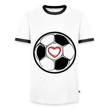 Fussball Symbol Herz Mannschaft - Männer Kontrast-T-Shirt - Weiß/Schwarz - Vorne - AI Model Female 172 light (172cm) & AI Model Male 178 dark (178cm)