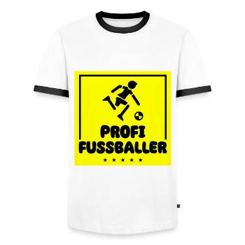 Professional Soccer - Men's Ringer Shirt - white/black - Front - AI Model Female 172 light (172cm) & AI Model Male 178 dark (178cm)