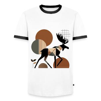 Geometrischer Elch - Männer Kontrast-T-Shirt - Weiß/Schwarz - Vorne - AI Model Female 172 light (172cm) & AI Model Male 178 dark (178cm)