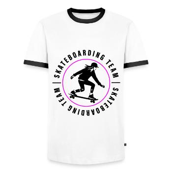 Skateboard Team Club Femme Skateboard - T-shirt contrasté Homme - blanc/noir - Devant - AI Model Female 172 light (172cm) & AI Model Male 178 dark (178cm)