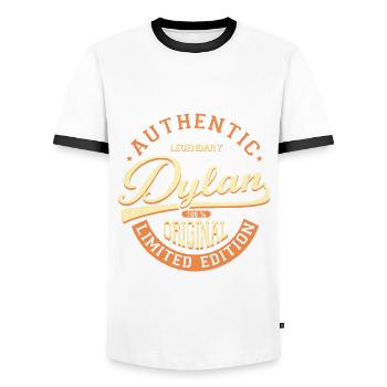 DYlAN Custom T-Shirt Dylan Geschenk - Männer Kontrast-T-Shirt - Weiß/Schwarz - Vorne - AI Model Female 172 light (172cm) & AI Model Male 178 dark (178cm)