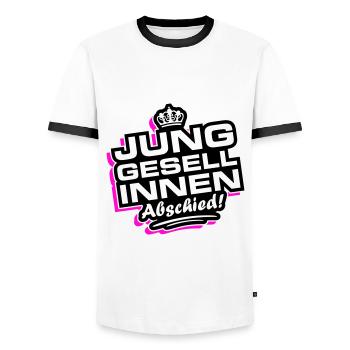 Junggesellinnen Abschied Jga - Männer Kontrast-T-Shirt - Weiß/Schwarz - Vorne - AI Model Female 172 light (172cm) & AI Model Male 178 dark (178cm)