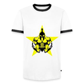Spartan Bodybuilder Muscles - T-shirt contrasté Homme - blanc/noir - Devant - AI Model Female 172 light (172cm) & AI Model Male 178 dark (178cm)