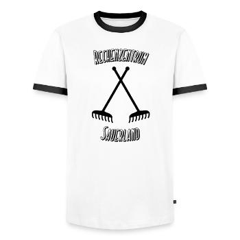 Rechenzentrum Sauerland Gartenarbeit Gras Spaß - Männer Kontrast-T-Shirt - Weiß/Schwarz - Vorne - AI Model Female 172 light (172cm) & AI Model Male 178 dark (178cm)