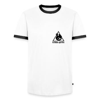 Der sportliche Truthahn - Männer Kontrast-T-Shirt - Weiß/Schwarz - Vorne - AI Model Female 172 light (172cm) & AI Model Male 178 dark (178cm)