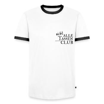 Nicht alle Tassen im Schrank Club! Links & Grün - Männer Kontrast-T-Shirt - Weiß/Schwarz - Vorne - AI Model Female 172 light (172cm) & AI Model Male 178 dark (178cm)