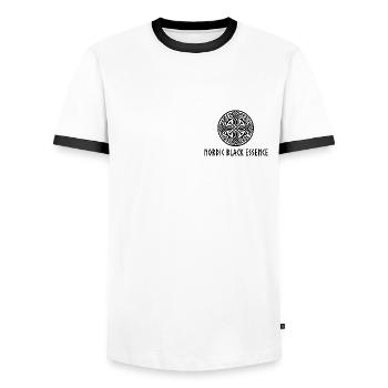 Nordic Black Essence Kollektion - Männer Kontrast-T-Shirt - Weiß/Schwarz - Vorne - AI Model Female 172 light (172cm) & AI Model Male 178 dark (178cm)