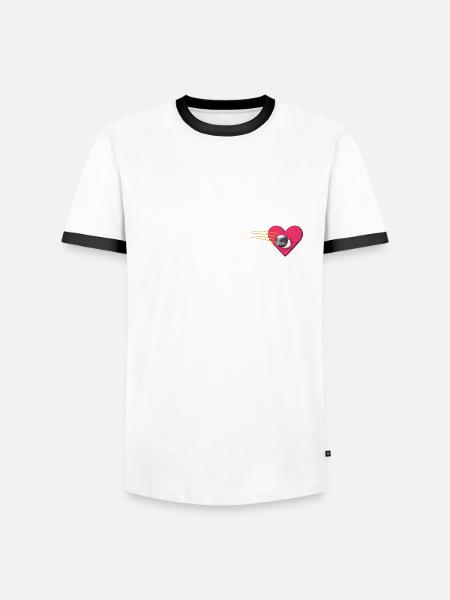 Boule im Herz - Männer Kontrast-T-Shirt - Weiß/Schwarz