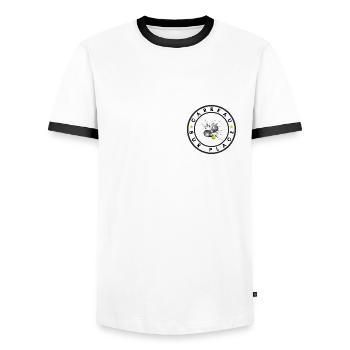 boule logo carreau sur place jaune - T-shirt contrasté Homme - blanc/noir - Devant - AI Model Female 172 light (172cm) & AI Model Male 178 dark (178cm)