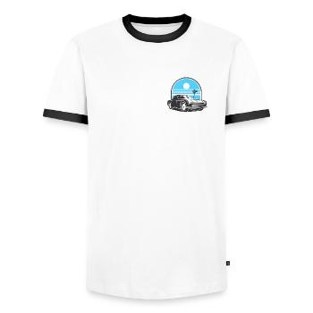 Classic Car - Men's Ringer Shirt - white/black - Front - AI Model Female 172 light (172cm) & AI Model Male 178 dark (178cm)