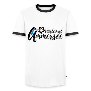 Ammersee Weastcoast Blume - Männer Kontrast-T-Shirt - Weiß/Schwarz - Vorne - AI Model Female 172 light (172cm) & AI Model Male 178 dark (178cm)