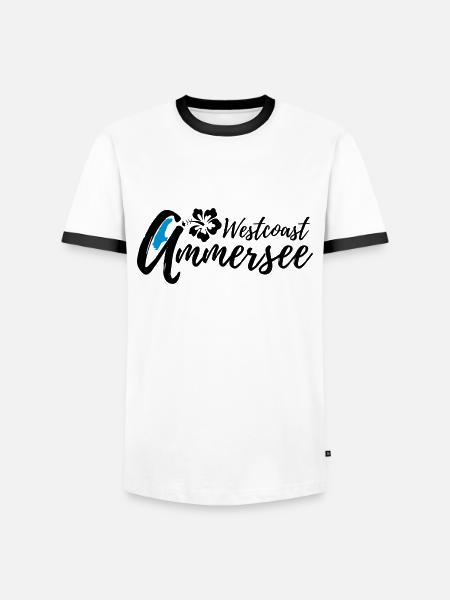 Ammersee Weastcoast Blume - Männer Kontrast-T-Shirt - Weiß/Schwarz