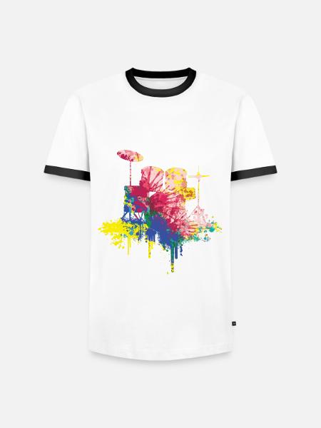 Schlagzeuger - Männer Kontrast-T-Shirt - Weiß/Schwarz