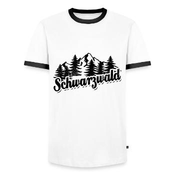 Schwarzwald - Wald und Berge Wandern Erholung - Männer Kontrast-T-Shirt - Weiß/Schwarz - Vorne - AI Model Female 172 light (172cm) & AI Model Male 178 dark (178cm)