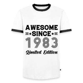 Awesome Since 1983 Limited Edition Birthday 40 - Männer Kontrast-T-Shirt - Weiß/Schwarz - Vorne - AI Model Female 172 light (172cm) & AI Model Male 178 dark (178cm)