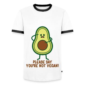 AVOCADO S'il vous plaît, dites que vous n'êtes pas végétalien! - T-shirt contrasté Homme - blanc/noir - Devant - AI Model Female 172 light (172cm) & AI Model Male 178 dark (178cm)