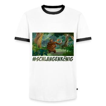 Das Dschungelbuch #Schlangenkönig - Männer Kontrast-T-Shirt - Weiß/Schwarz - Vorne - AI Model Female 172 light (172cm) & AI Model Male 178 dark (178cm)