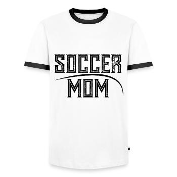 Soccer Mom - Men's Ringer Shirt - white/black - Front - AI Model Female 172 light (172cm) & AI Model Male 178 dark (178cm)