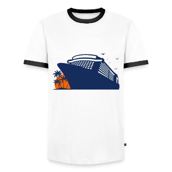 Croisière, Bateau De Croisière, Croisière - T-shirt contrasté Homme - blanc/noir - Devant - AI Model Female 172 light (172cm) & AI Model Male 178 dark (178cm)
