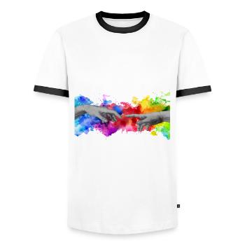 Michi Mode Trend Style Cool - Männer Kontrast-T-Shirt - Weiß/Schwarz - Vorne - AI Model Female 172 light (172cm) & AI Model Male 178 dark (178cm)