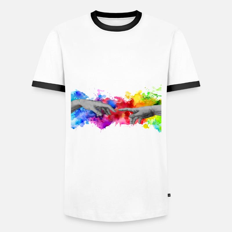 Michi Mode Trend Style Cool - Men's Ringer Shirt - white/black