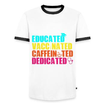 Étudiant en médecine - T-shirt contrasté Homme - blanc/noir - Devant - AI Model Female 172 light (172cm) & AI Model Male 178 dark (178cm)