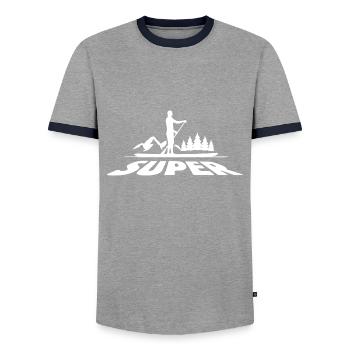 Stand up paddling - SIPER, SUP board - Männer Kontrast-T-Shirt - Grau/Navy  - Vorne - AI Model Female 172 light (172cm) & AI Model Male 178 light (178cm)