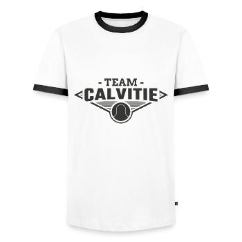 Team Baldness - Men's Ringer Shirt - white/black - Front - AI Model Female 172 light (172cm) & AI Model Male 178 dark (178cm)